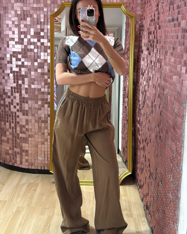 Pantalone SUSYMIX con banda laterali in tela leggera, MORO ( tabacco)