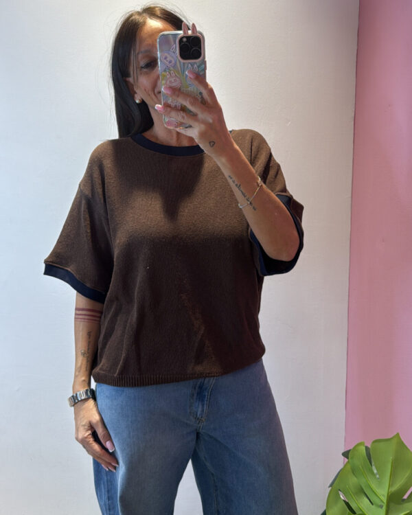 Maglia VICOLO a manica corta con profili a contrasto , Moro Blu