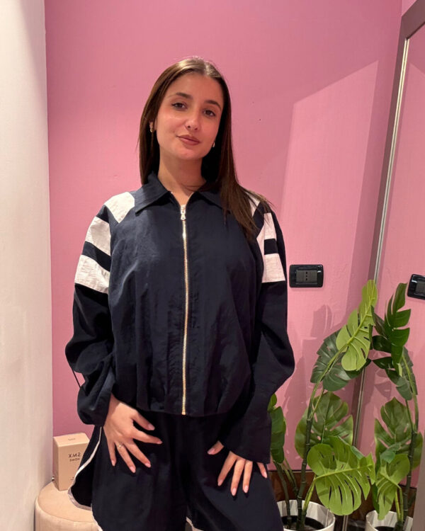 Bomber VICOLO in tela leggera , BLU BURRO (bianco)