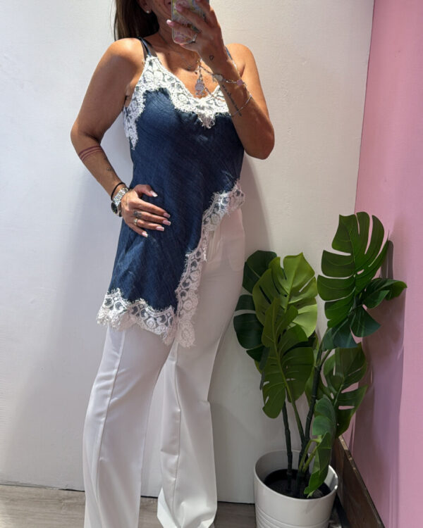 Canotta MOTEL asimmetrica con pizzo