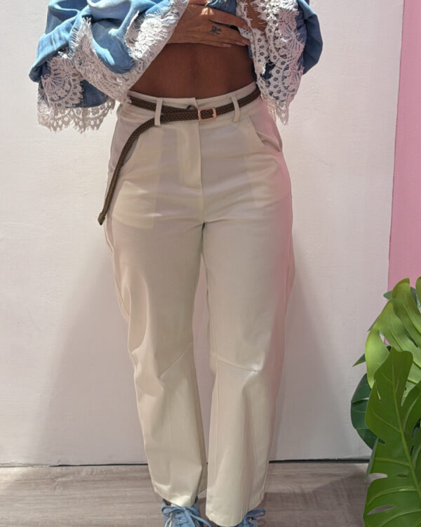 Pantalone VICOLO barrel Fit con cinturina in rafia , VARI COLORI