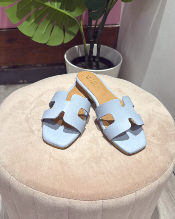 Ciabattina ATTIKA in pelle, AZZURRO