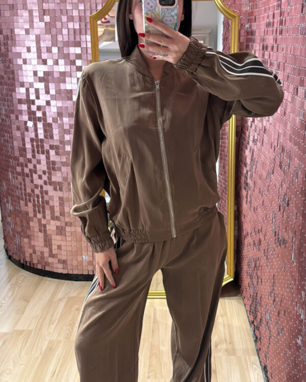 Giacchina SUSYMIX con bande laterali in tela leggera , MORO (tabacco)