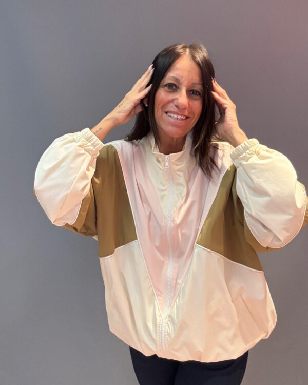 Bomber VICOLO con disegno geometrico, Rosa Tabacco Burro