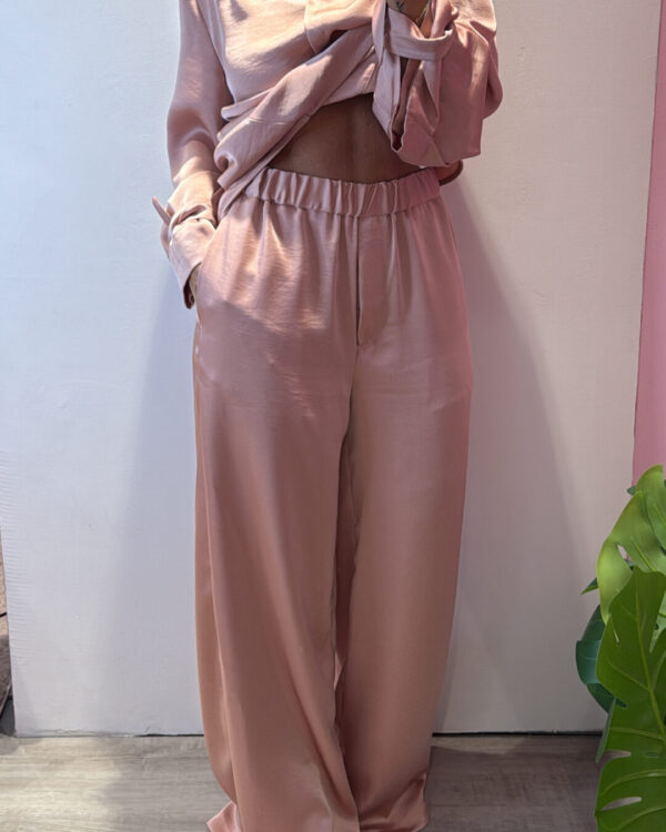 Pantalone VICOLO in raso elasticizzato in vita, ROSA CIPRIA