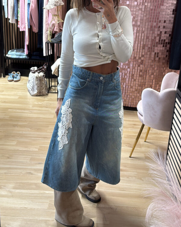 Bermuda MOTEL con patch in macramè