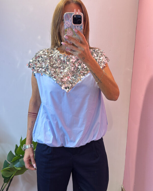 Camicia Smanicata MOTEL con paillettes, VARI COLORI