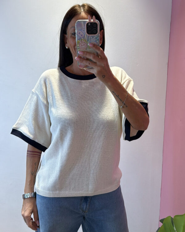 Maglia VICOLO a manica corta con profilo a contrasto , BURRO BLU