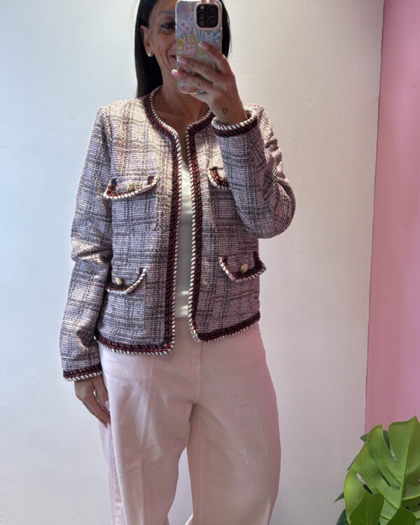 Giacchina VICOLO tweed con bottoni dorati , ROSA