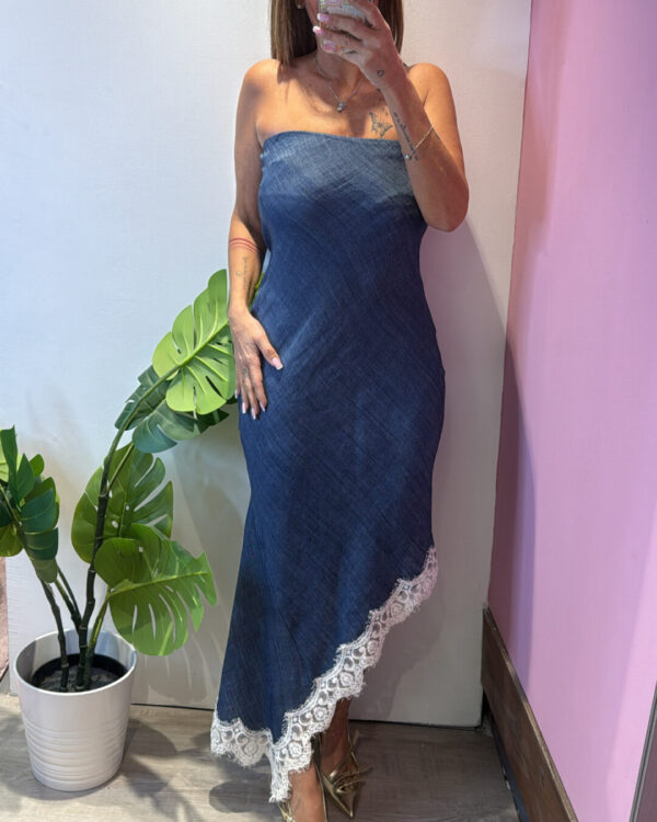 Abito MOTEL a fascia asimmetrico con pizzo sul bordo