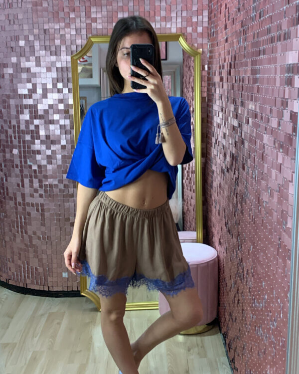 Shorts VICOLO con dettaglio in pizzo, MORO/AZZURRO