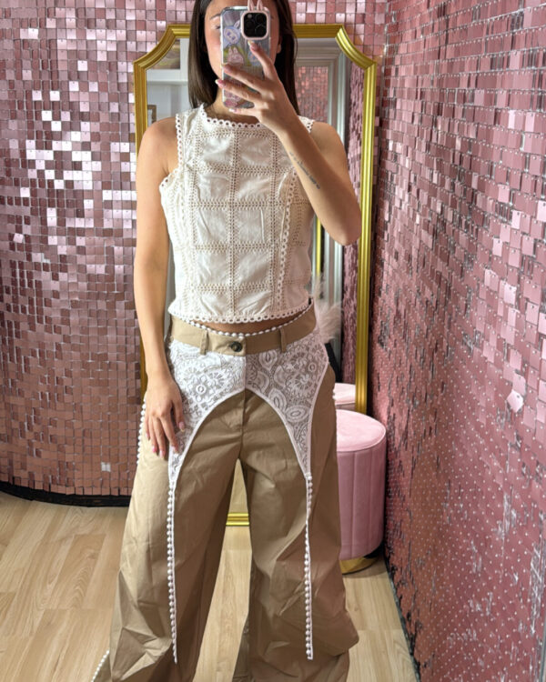 Pantalone PHILIA LOFT con dettagli in pizzo