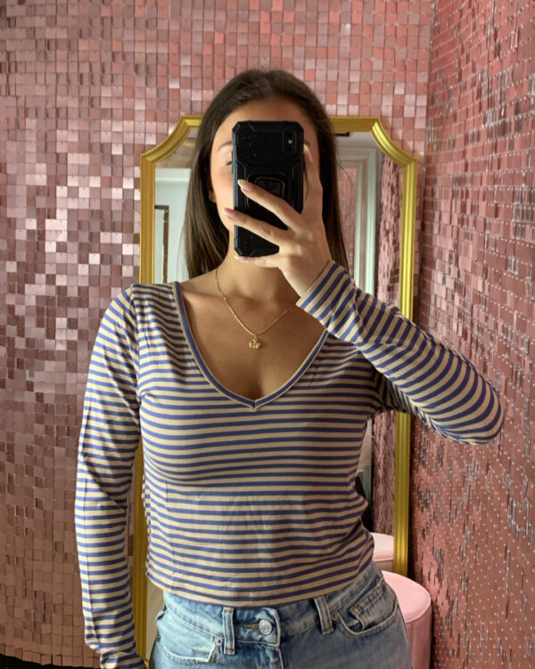T-shirt Crop SUSYMIX a V a righe