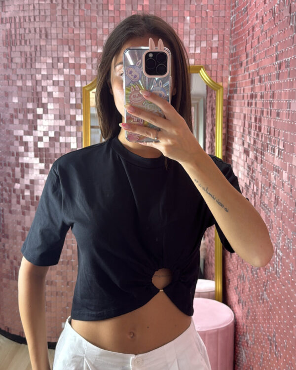 T-shirt Crop VICOLO con anello, VARI COLORI