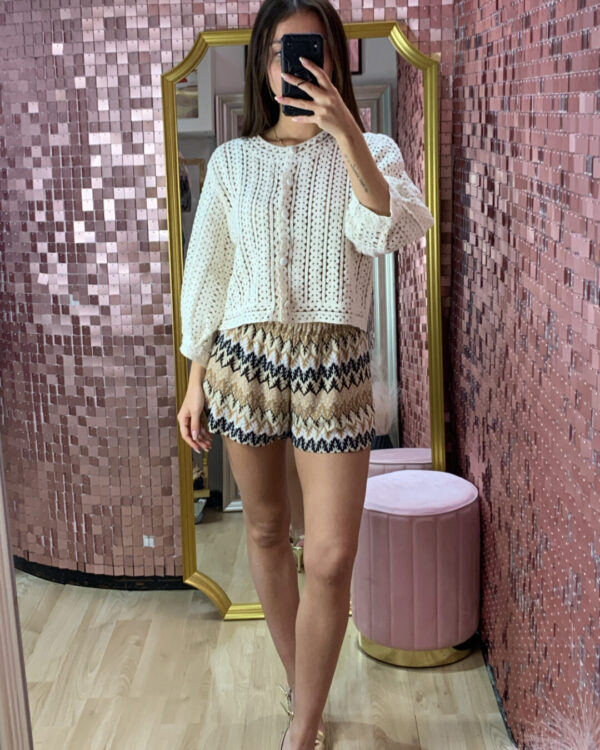 Shorts VICOLO in macramè, BEIGE/NERO