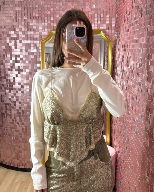 T-shirt PHILIA LOFT con top in paillettes rimovibile