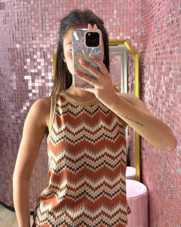 Canotta VICOLO zig zag COCCIO con lurex ORO