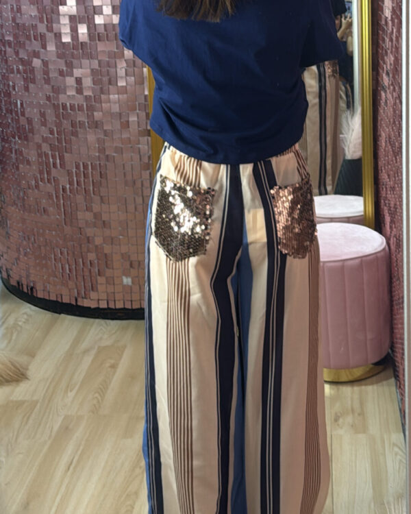 Pantalone VICOLO a righe con tasche con paillettes