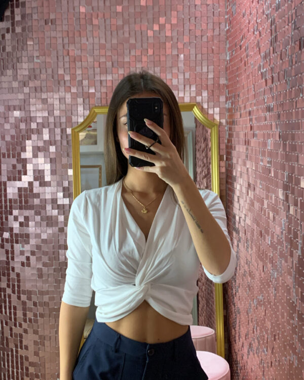 T-shirt Crop SUSYMIX con nodo, VARI COLORI
