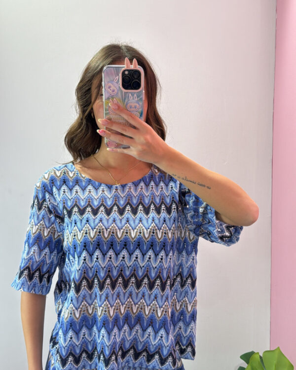 Maglia VICOLO in macramè con filo lurex , ZIG ZAG