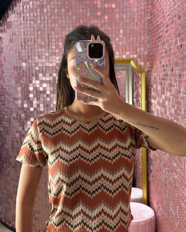 T-shirt VICOLO zig zag COCCIO con dettaglio in lurex ORO