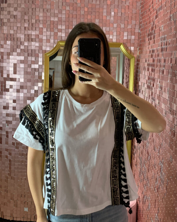 T-shirt VICOLO con passamaneria & micro pailettes oro
