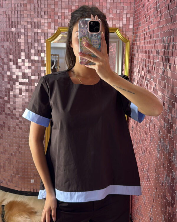 Camicia VICOLO manica corta con profili a contrasto