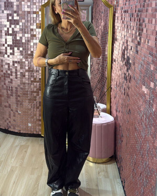 Pantalone VICOLO in ecopelle , barrel fit