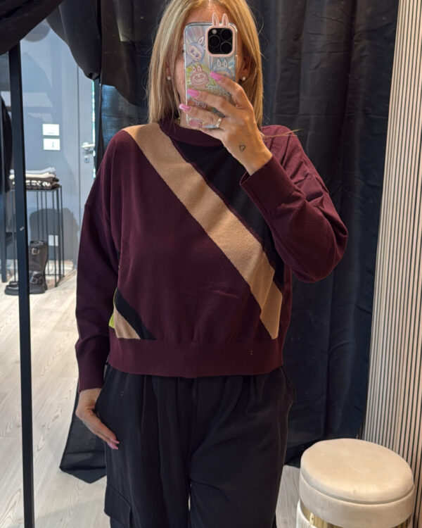 Pull VICOLO fantasia geometrica, BORGOGNA