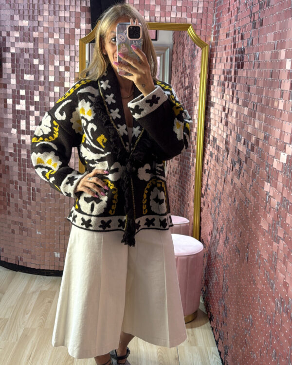 Cardigan VICOLO con frange, MORO