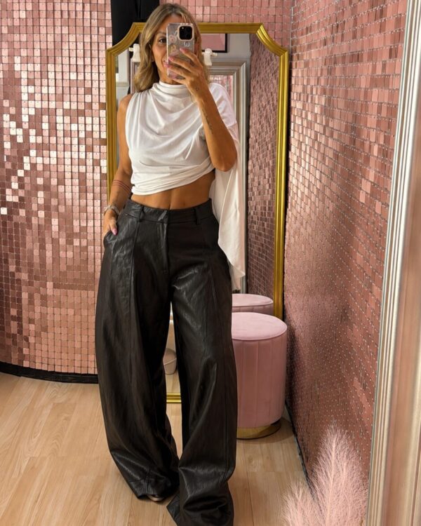 Pantalone PHILIA LOFT in ecopelle , BARREL FIT
