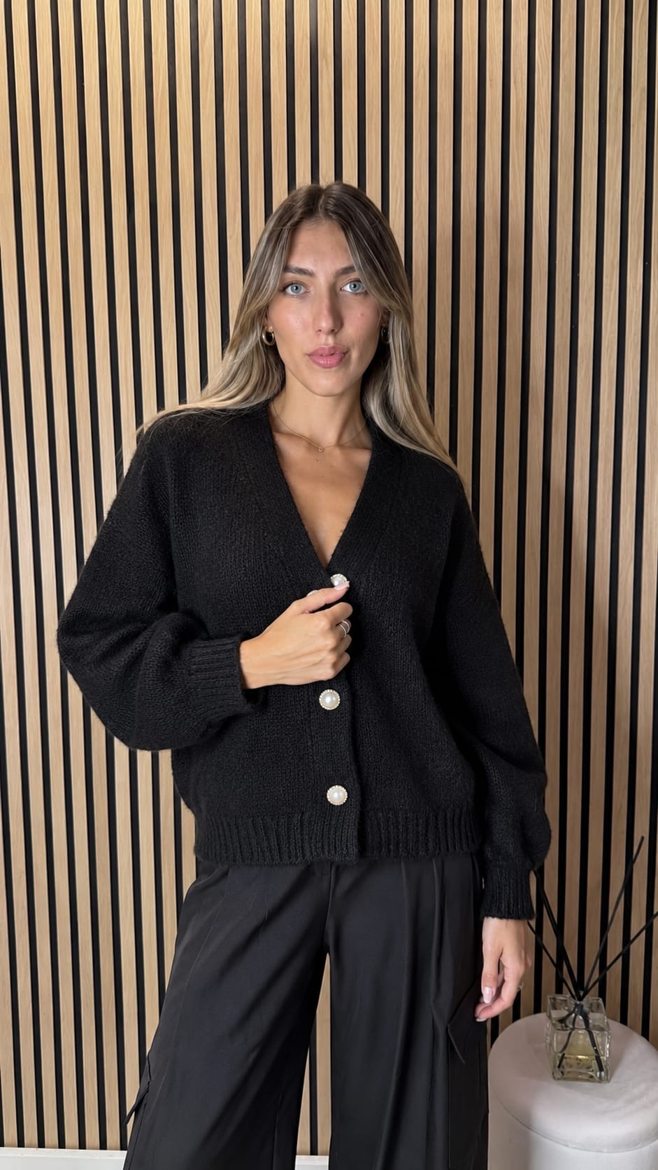 Cardigan HAVEONE a V con bottoni gioiello - foto 4