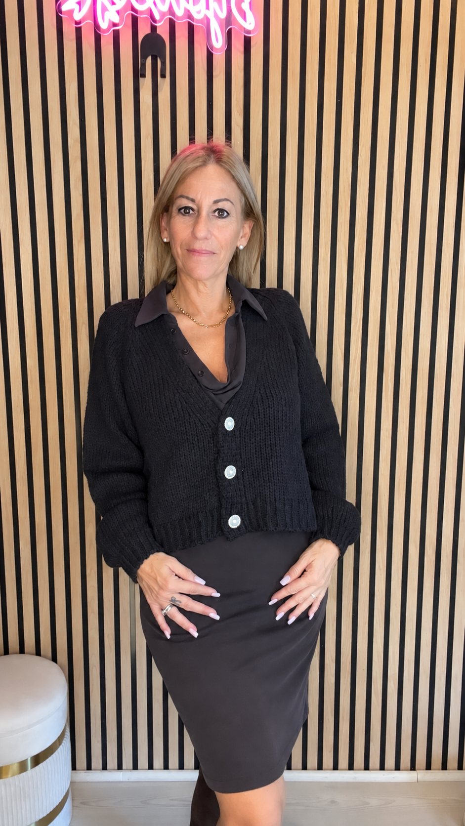 Cardigan HAVEONE a V con bottoni gioiello - foto 2
