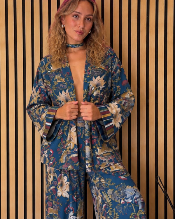 Kimono HAVEONE in fantasia Cina (color petrolio)