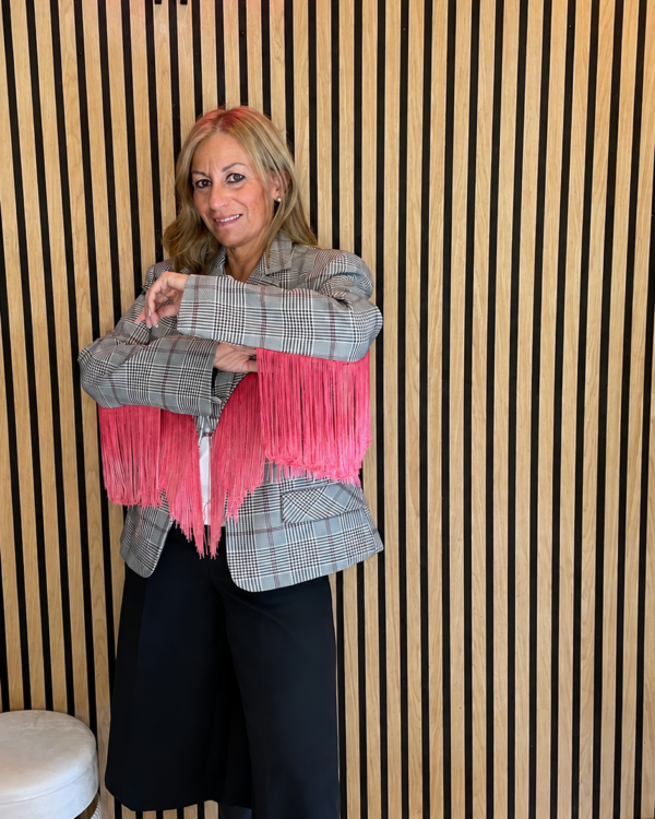 Giacca / Blazer HAVEONE fantasia a quadri con frange