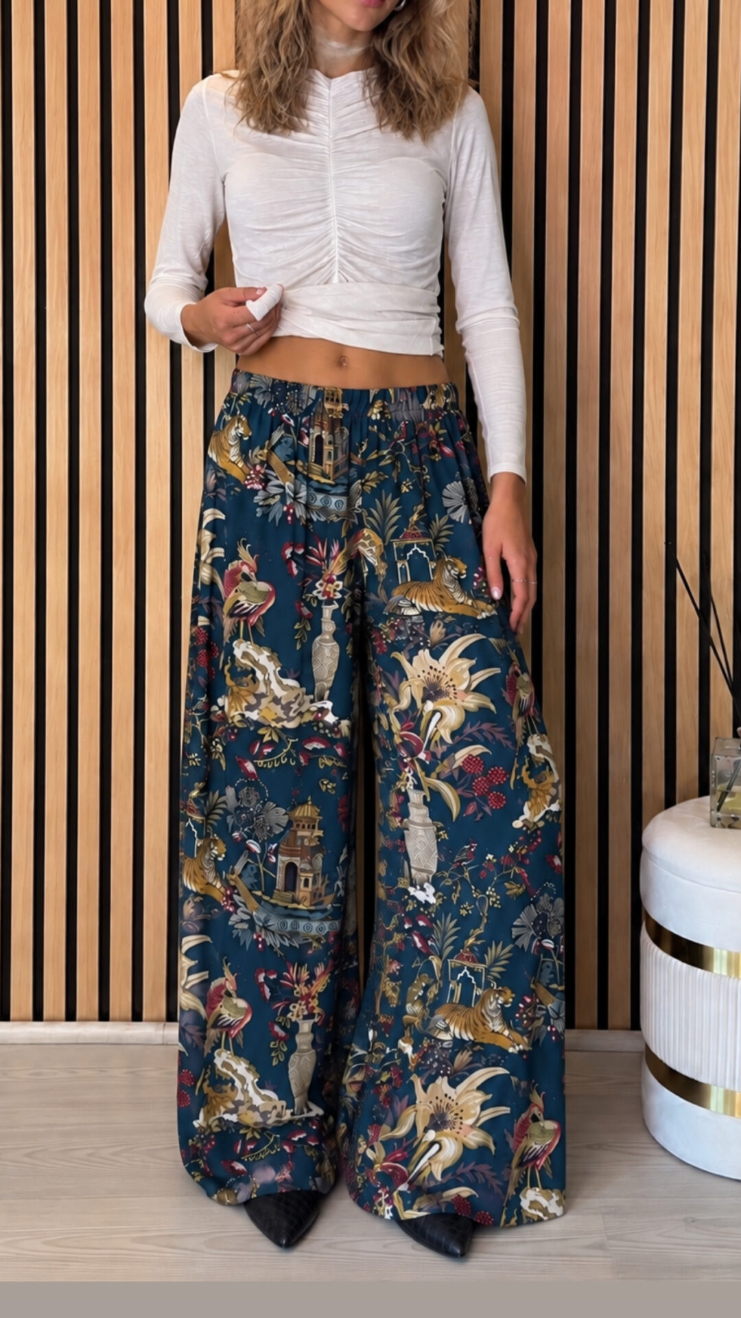 Pantalone HAVEONE con fantasia Cina (color petrolio)
