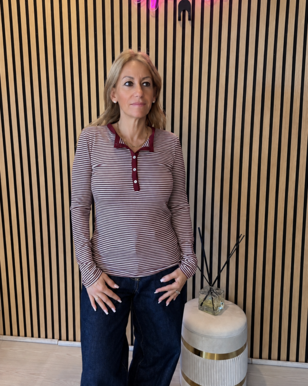 Maglia SUSYMIX con scollo a V a righe, VARI COLORI