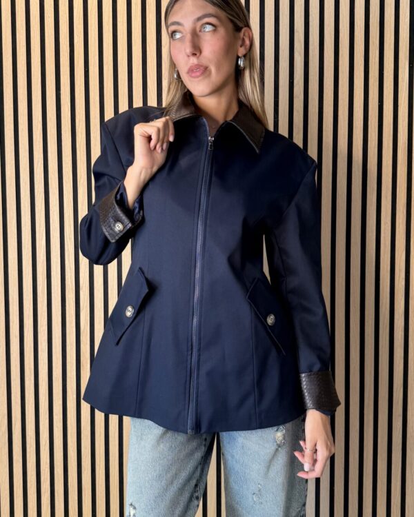 Giacca HAVEONE con colletto in ecopelle intrecciata, VARI COLORI