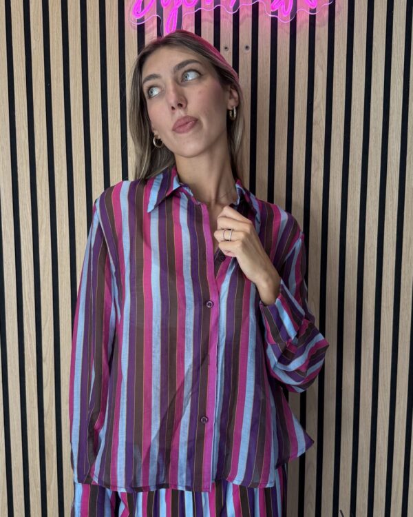 Camicia HAVEONE con fantasia rigata viola