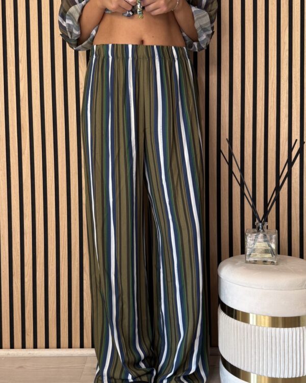 Pantalone HAVEONE con fantasia rigata oliva