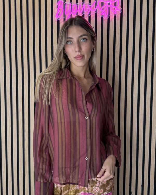 Camicia HAVEONE con fantasia rigata bordeaux
