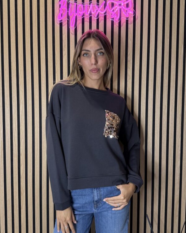Felpa SUSYMIX con taschino in paillettes mod. a scatoletta, VARI COLORI