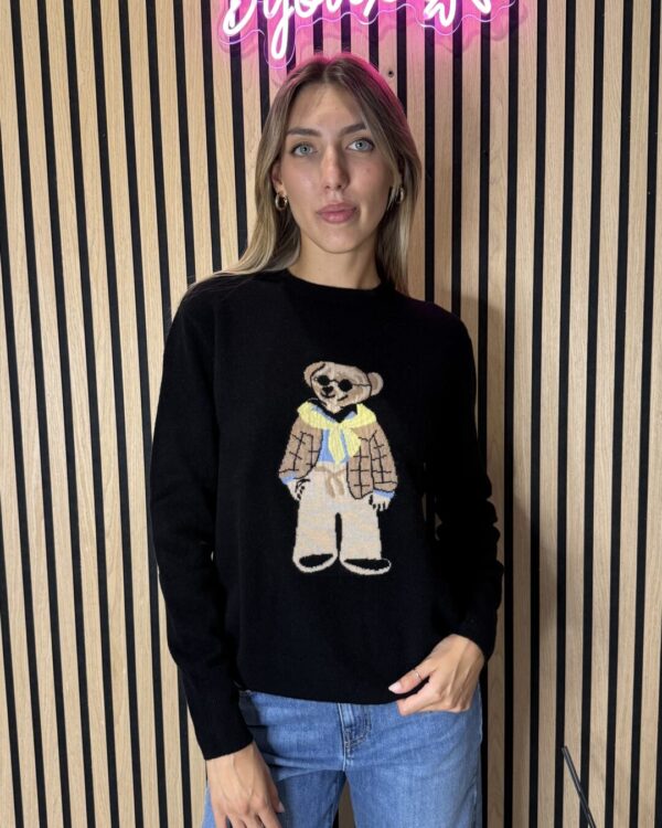Pull MOTEL con stampa orsetto sciarpa gialla