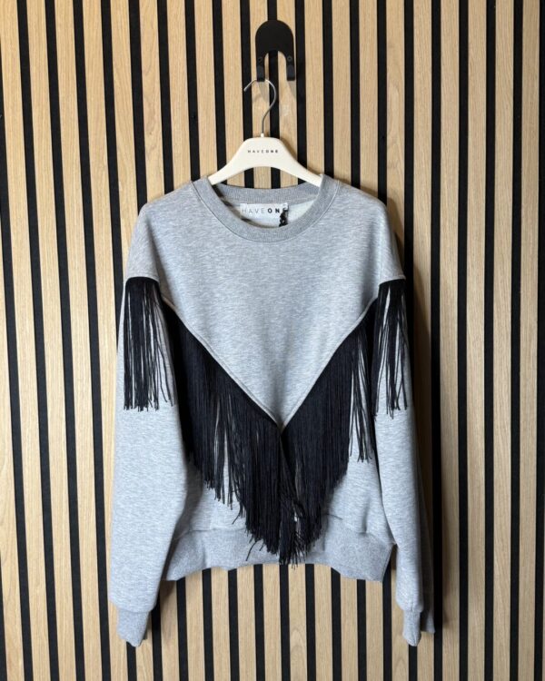 Felpa HAVEONE con frange , GRIGIO