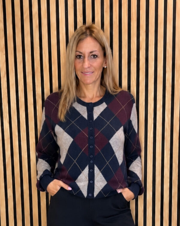 Cardigan DIXIE a losanghe, 100% lana