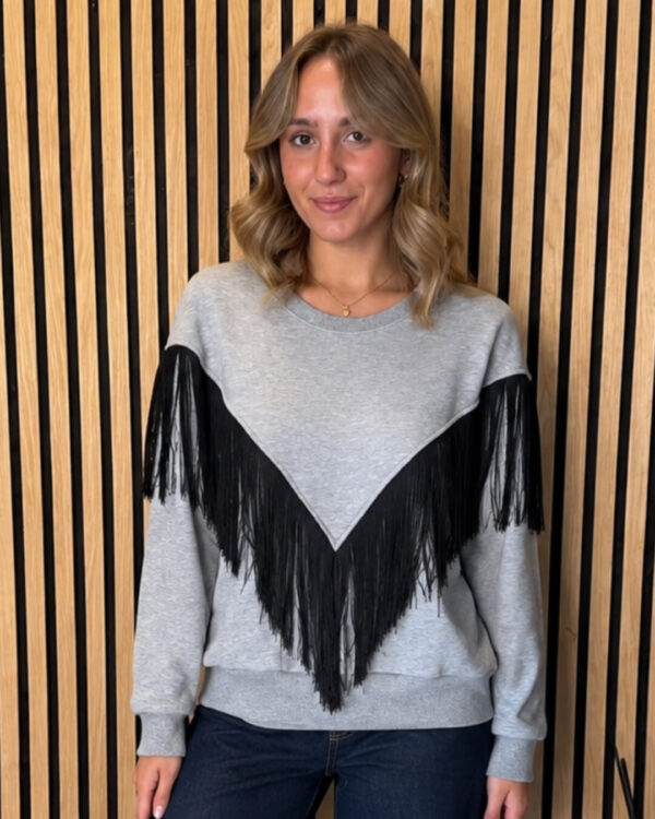Felpa HAVEONE con frange , GRIGIO