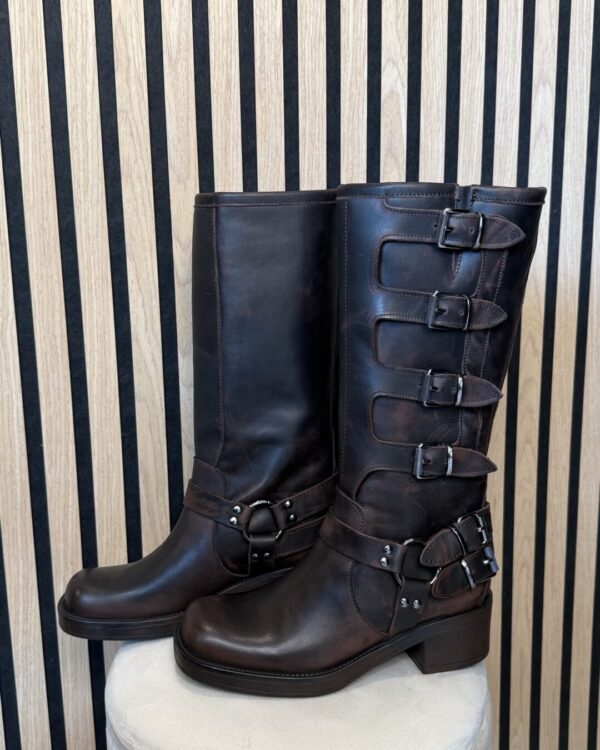 Stivale Biker ATTIKA multi fibbie in pelle vintage